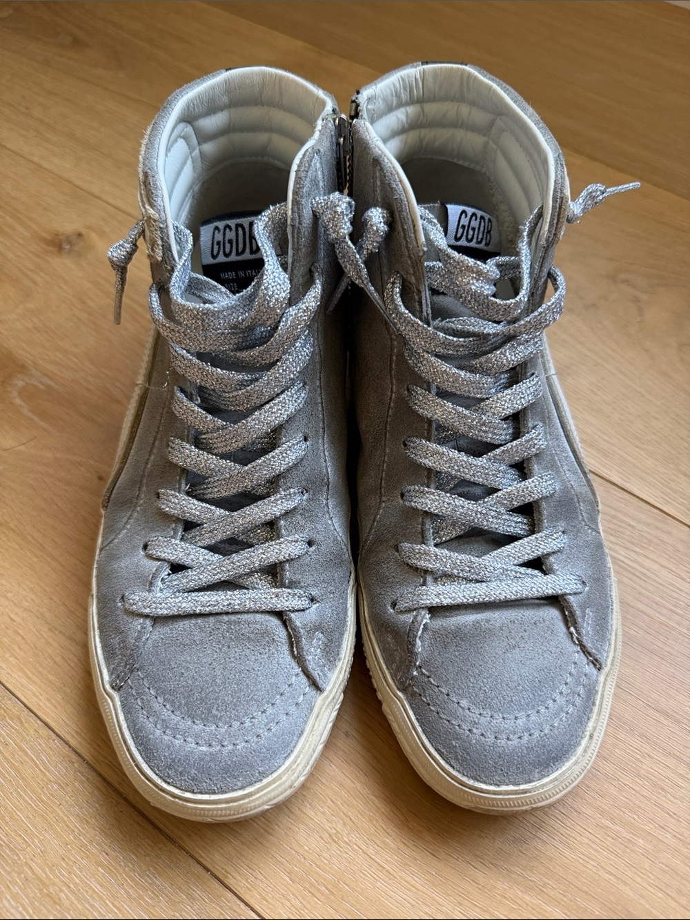 Golden Goose Women's Gray Suede Slide High-Top Sneakers